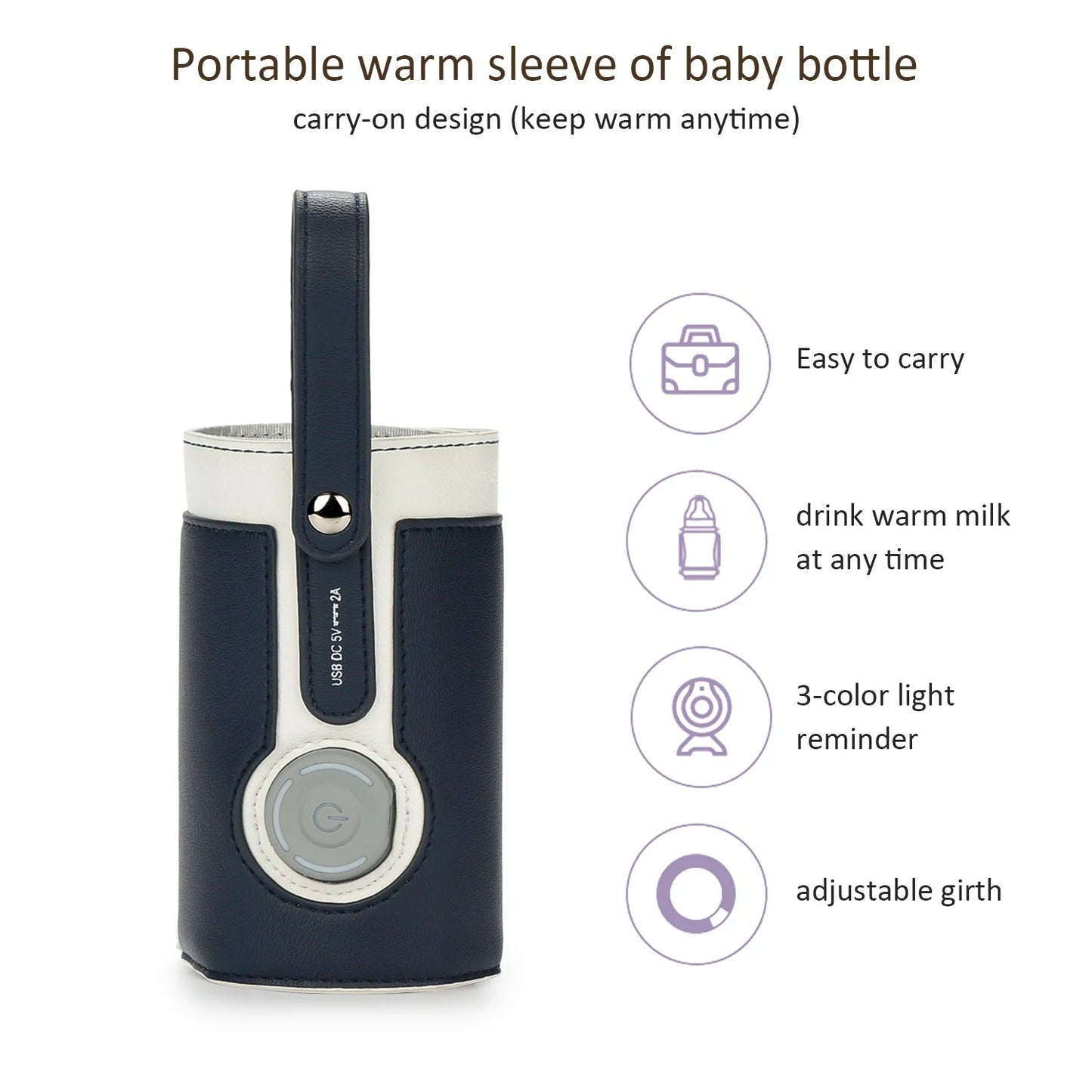 3 Temperature Adjustable Portable Baby Bottle Warmer, Portable Car Travel Bottle Warmer USB Milk Heat Keeper Baby Bottle Warmer - PureShop