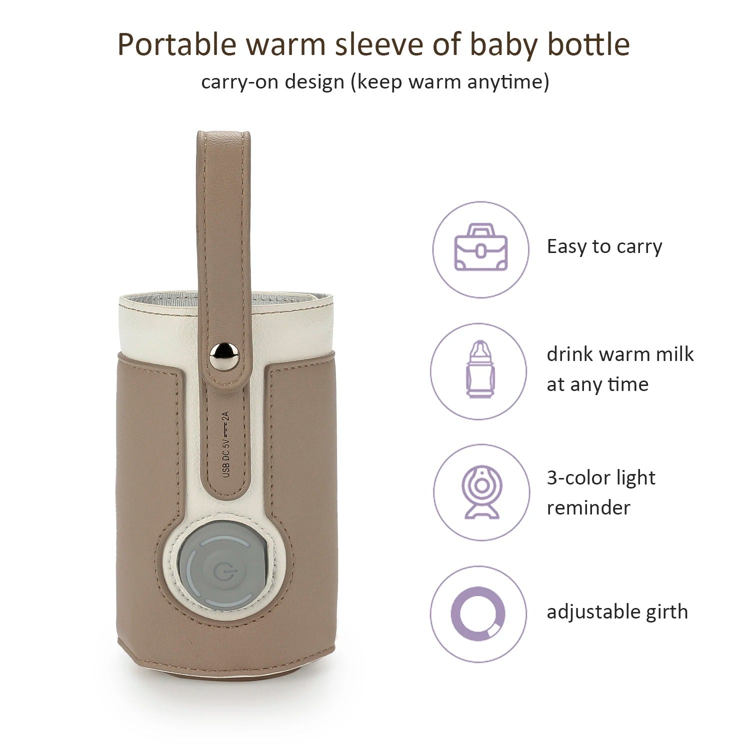 3 Temperature Adjustable Portable Baby Bottle Warmer, Portable Car Travel Bottle Warmer USB Milk Heat Keeper Baby Bottle Warmer - PureShop