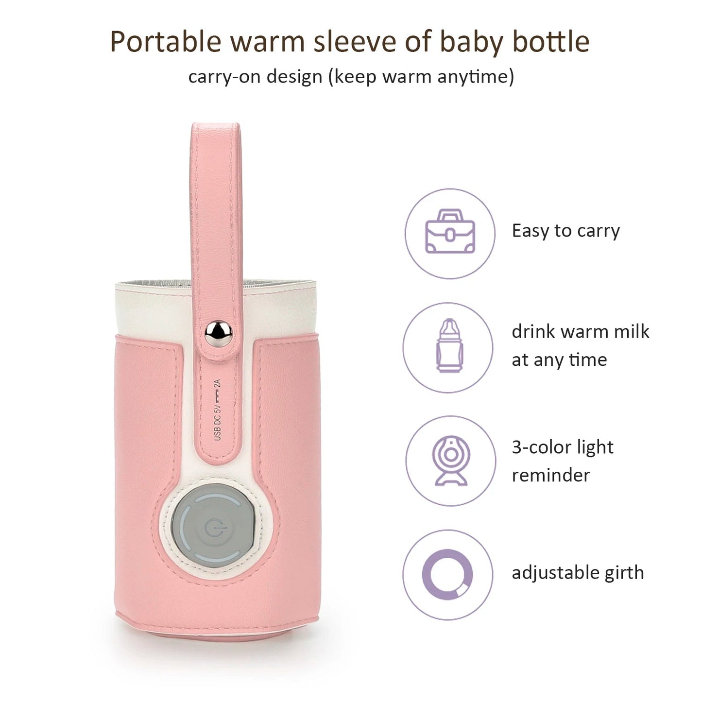 3 Temperature Adjustable Portable Baby Bottle Warmer, Portable Car Travel Bottle Warmer USB Milk Heat Keeper Baby Bottle Warmer - PureShop