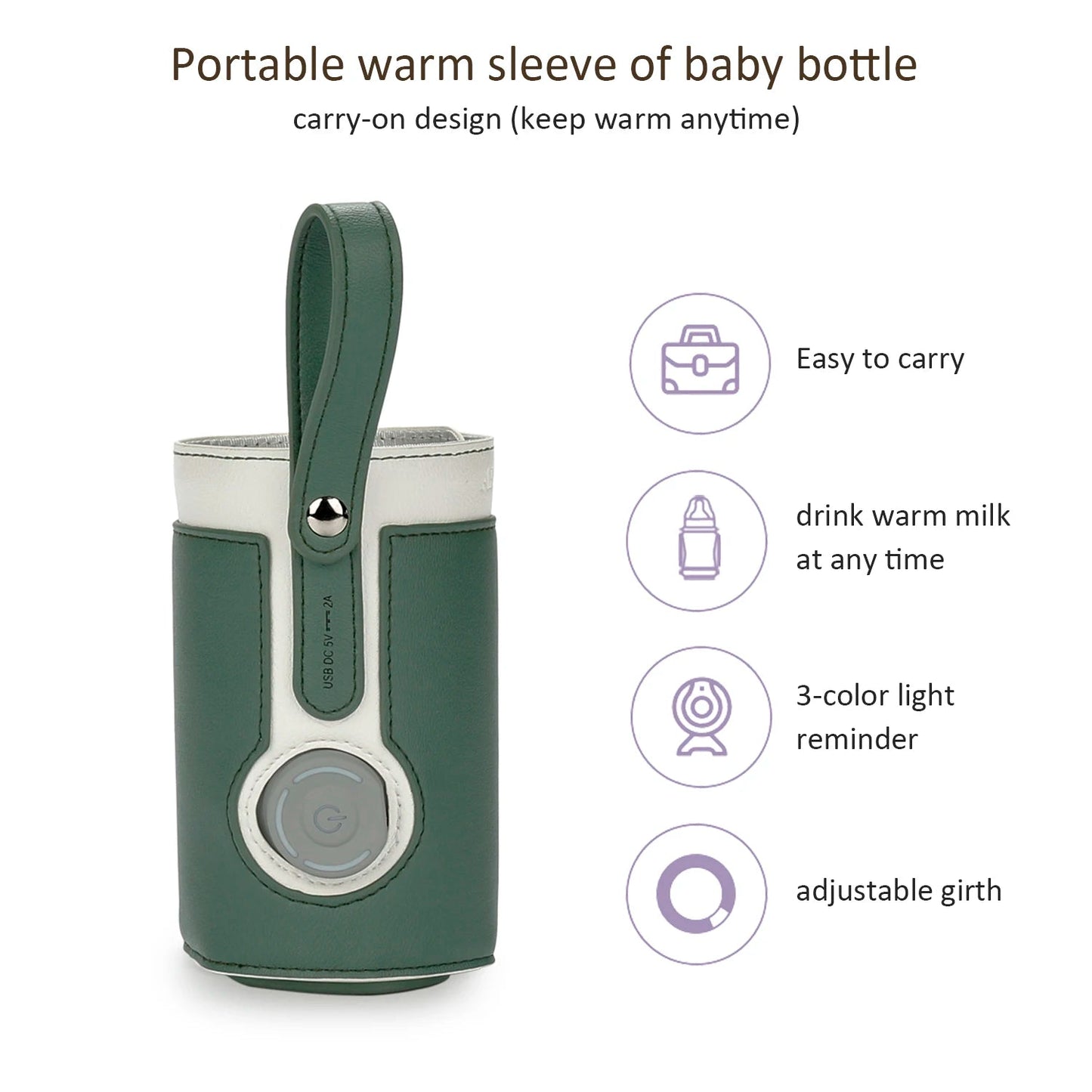 3 Temperature Adjustable Portable Baby Bottle Warmer, Portable Car Travel Bottle Warmer USB Milk Heat Keeper Baby Bottle Warmer - PureShop