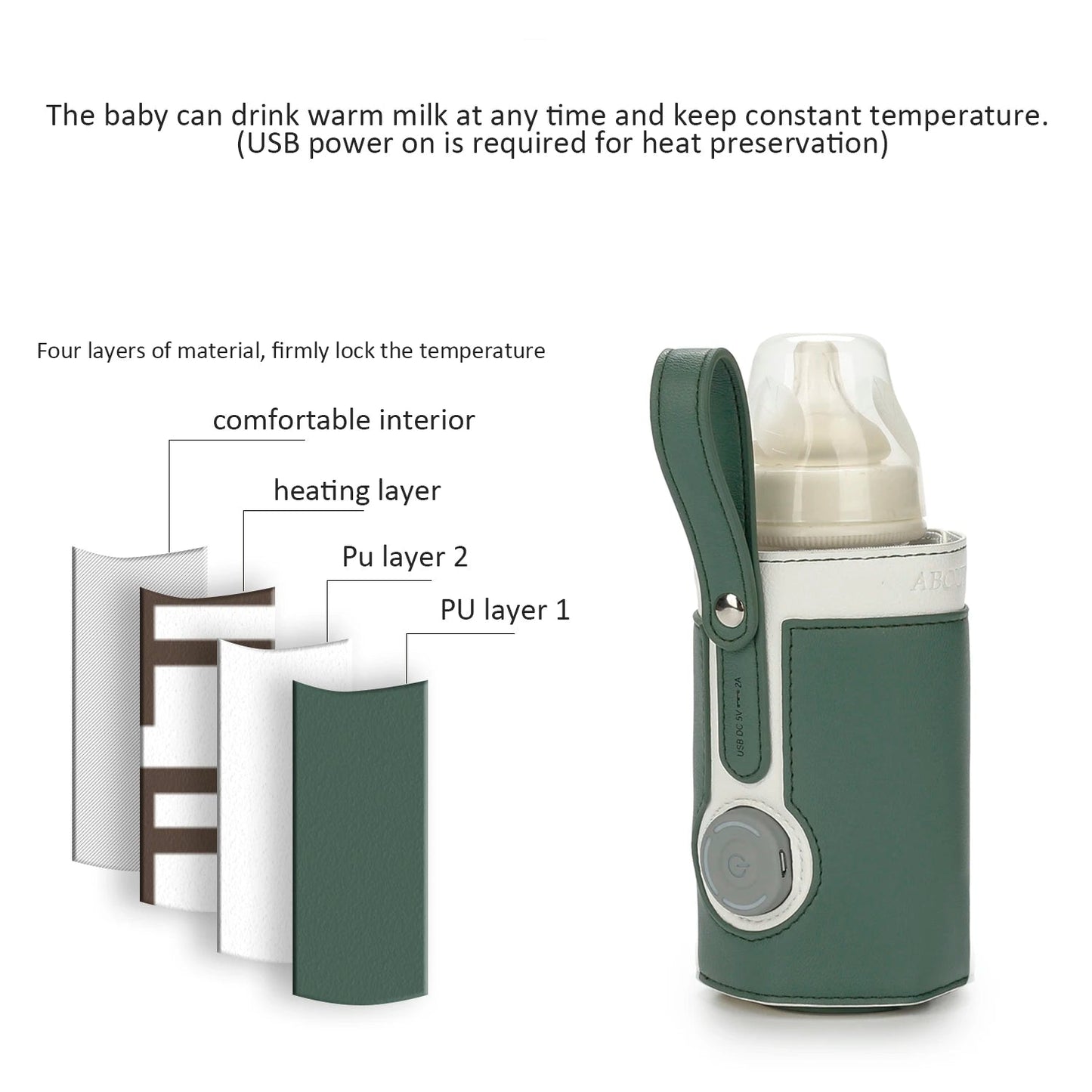 3 Temperature Adjustable Portable Baby Bottle Warmer, Portable Car Travel Bottle Warmer USB Milk Heat Keeper Baby Bottle Warmer - PureShop