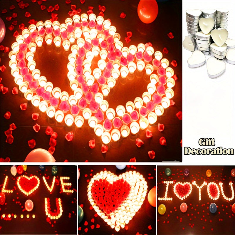 10 Heart-Shaped Unscented Tea Candles, Each Can Burn for 3 Hours, Wedding Supplies, Indoor Decoration, Creative Heart-Shaped Candles, Birthday Confession, Proposal, Love Candles