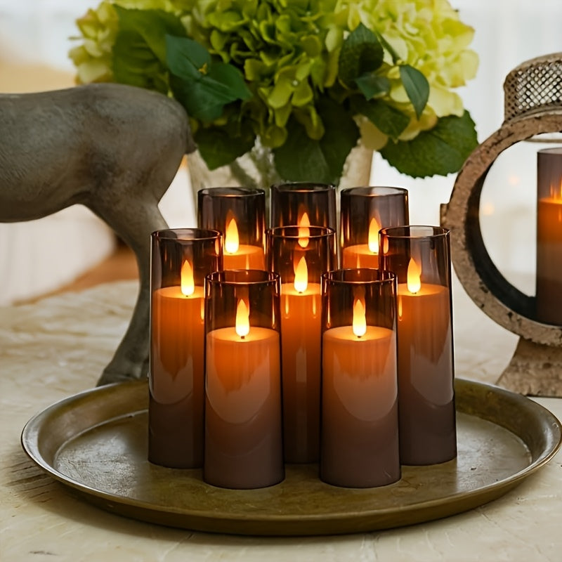 9pcs Flameless Candles, Flickering LED Pillar Candles, Battery Operated Candles with Remote & Timer, Decorative, Valentine's Day, Wedding, Home Decoration, Halloween, Christmas, Best for Christmas