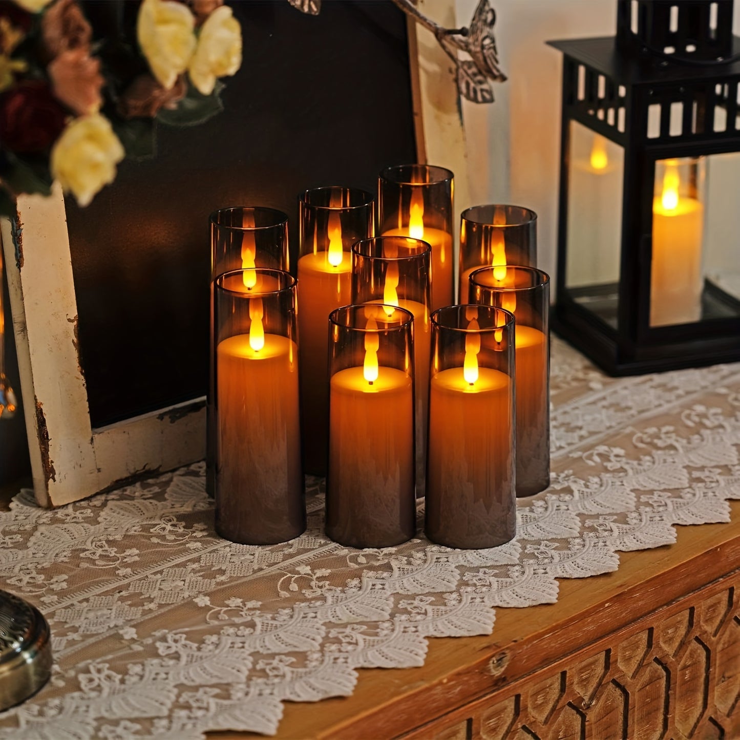9pcs Flameless Candles, Flickering LED Pillar Candles, Battery Operated Candles with Remote & Timer, Decorative, Valentine's Day, Wedding, Home Decoration, Halloween, Christmas, Best for Christmas