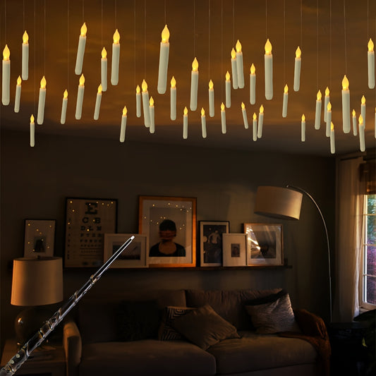 12pcs Floating Candles, Harry Wand-Inspired Remote-Controlled LED Lights, Plastic Taper Candles For Proposals, Birthdays, Party Ceiling Decor, Halloween-Themed Room Ambiance