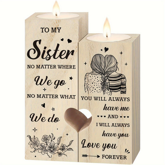 1pc Heart Shaped Candle Holders Gifts For Sister, Sister Birthday Gifts From Sister, Best Sister Gifts For Birthday Christmas Thanksgiving, Wedding, Thank You Gifts, Sister Gifts For Sister (no Candles)