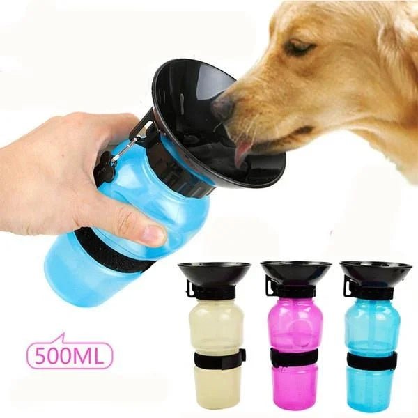 500ml Outdoor Portable Pet Dog Water Bottle Extrusion Large Dog Travel Water Cup Drinking Water Feeder Bowl for Dog Cat - PureShop