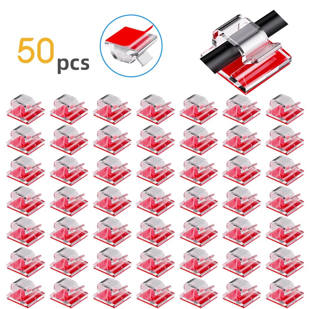 50pcs Self Adhesive Outdoor Cable Clips Light Clip Decoration Cord Management Clamps Cable For Fairy Light Car, Office And Home - PureShop