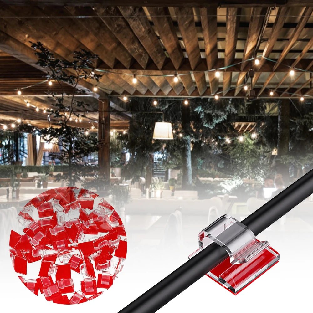 50pcs Self Adhesive Outdoor Cable Clips Light Clip Decoration Cord Management Clamps Cable For Fairy Light Car, Office And Home - PureShop