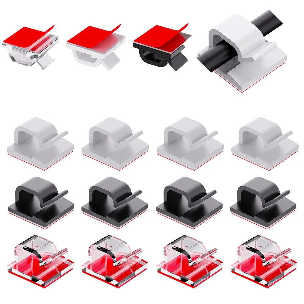 50pcs Self Adhesive Outdoor Cable Clips Light Clip Decoration Cord Management Clamps Cable For Fairy Light Car, Office And Home - PureShop
