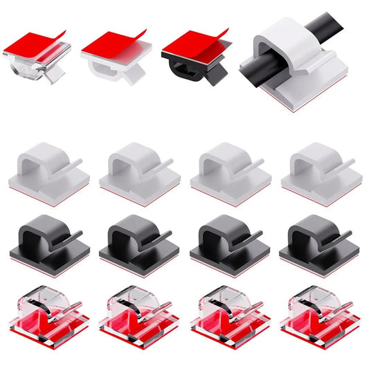 50pcs Self Adhesive Outdoor Cable Clips Light Clip Decoration Cord Management Clamps Cable For Fairy Light Car, Office And Home - PureShop
