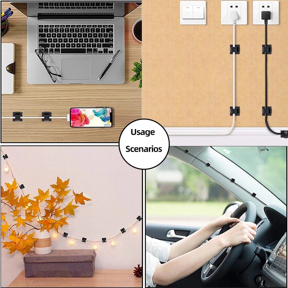 50pcs Self Adhesive Outdoor Cable Clips Light Clip Decoration Cord Management Clamps Cable For Fairy Light Car, Office And Home - PureShop