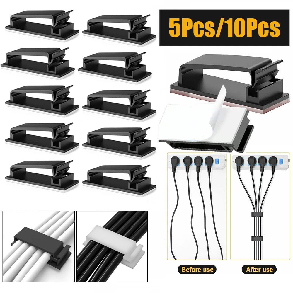 5/10Pcs Cable Clips Self Adhesive Cable Management Clips Cord Organizer Wire Clips Cord Holder for Appliances PC Home Office - PureShop