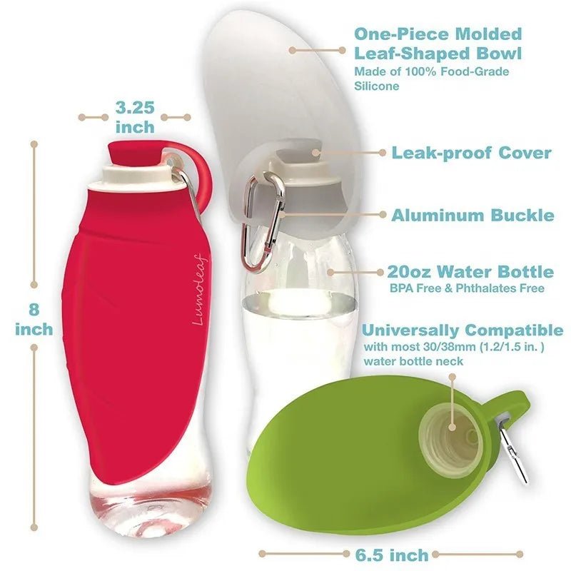 580ml Dog Water Bottle for Walking, Pet Water Dispenser Feeder Container Portable with Drinking Cup Bowl Outdoor Hiking, Travel - PureShop