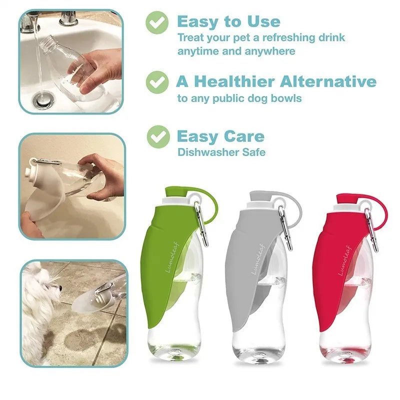 580ml Dog Water Bottle for Walking, Pet Water Dispenser Feeder Container Portable with Drinking Cup Bowl Outdoor Hiking, Travel - PureShop