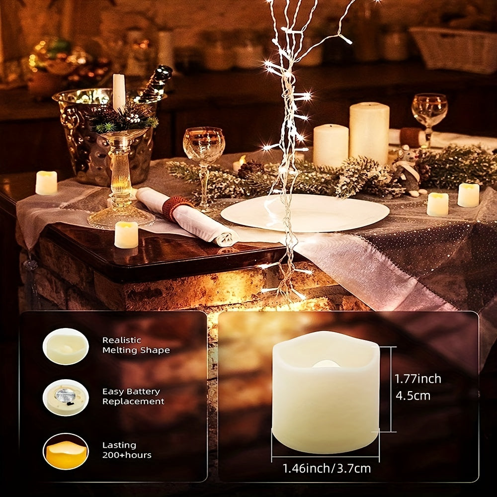24pcs Flameless Votive Candles, Flameless Flickering Electric Fake Candle, 24 Pack Battery Operated LED Tea Lights In Warm White, For Wedding, Table, Festival, Halloween, Christmas Decorations