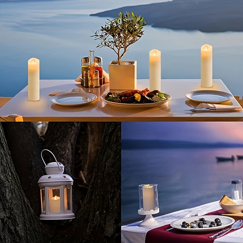 24 Indoor Outdoor Flameless Candles/set, LED Candles, With 4 Remote Controls And Timer (4 "high 5" "6" *2). 2"") Halloween Wedding Decoration, Home Decoration, Gift Giving, Battery Powered (no Plug)IP44