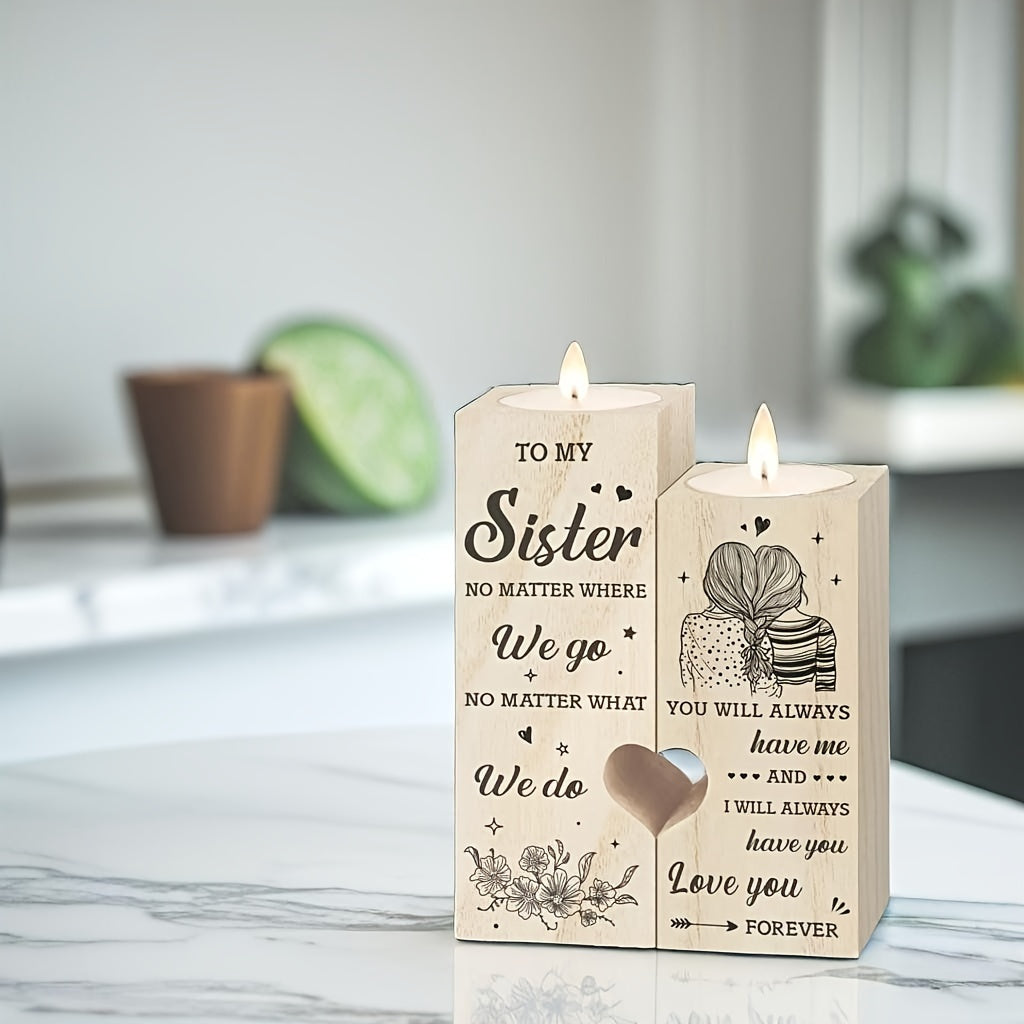 1pc Heart Shaped Candle Holders Gifts For Sister, Sister Birthday Gifts From Sister, Best Sister Gifts For Birthday Christmas Thanksgiving, Wedding, Thank You Gifts, Sister Gifts For Sister (no Candles)