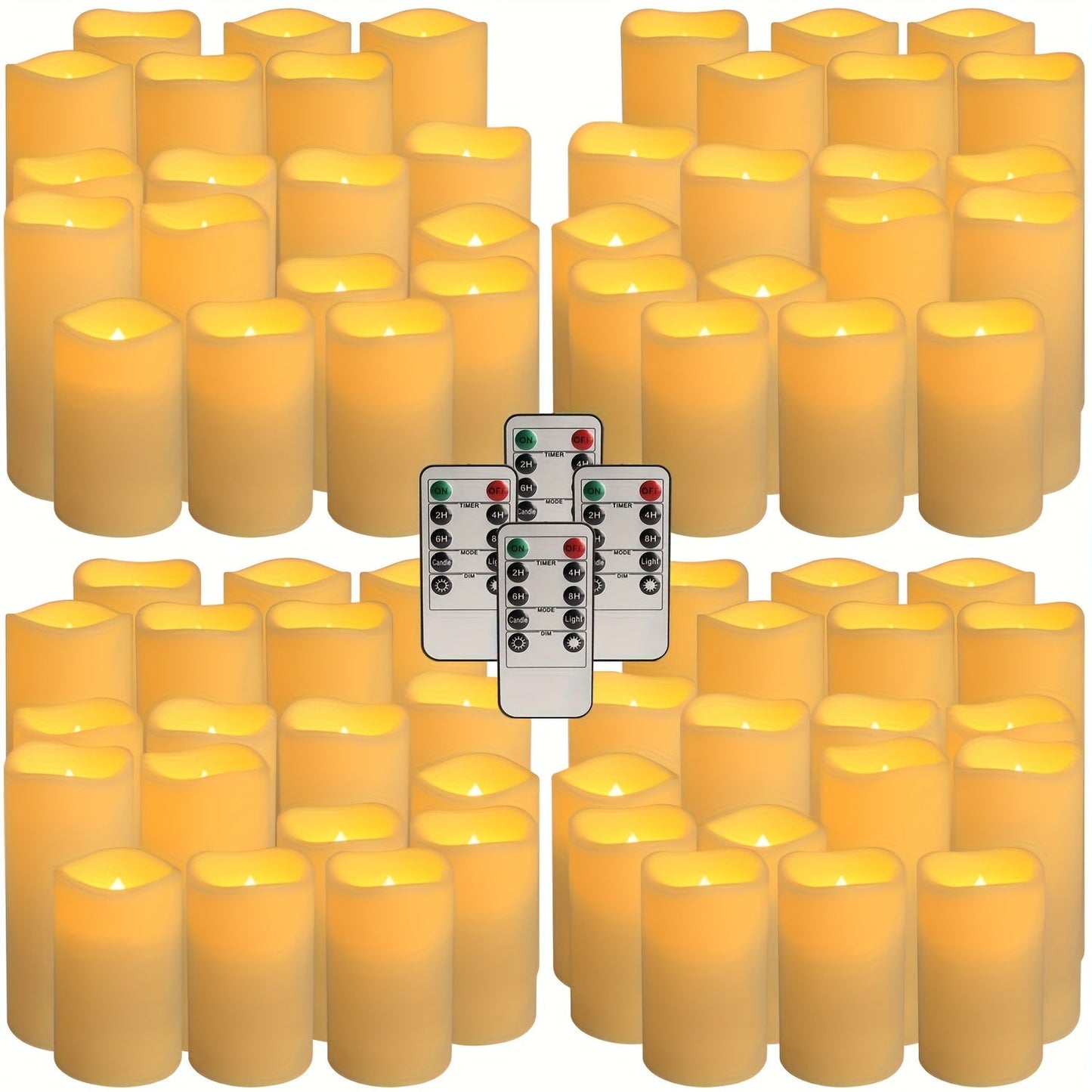 LED Flameless Candle Lights Set with 4 Remotes, Timers - PureShop