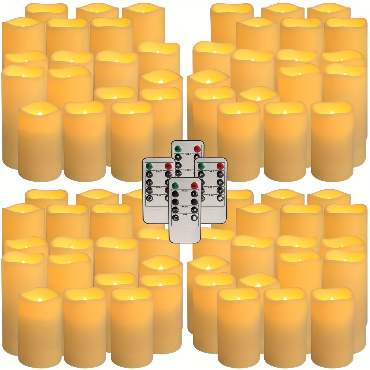 LED Flameless Candle Lights Set with 4 Remotes, Timers - PureShop