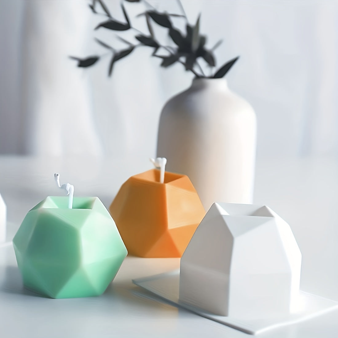 Silicone Candle Mold Set - 1pc/4pcs Octahedron & Cube Shapes for DIY Candles, Epoxy Resin Crafts,Clay Decorations, Wax Making, Decorative Rings