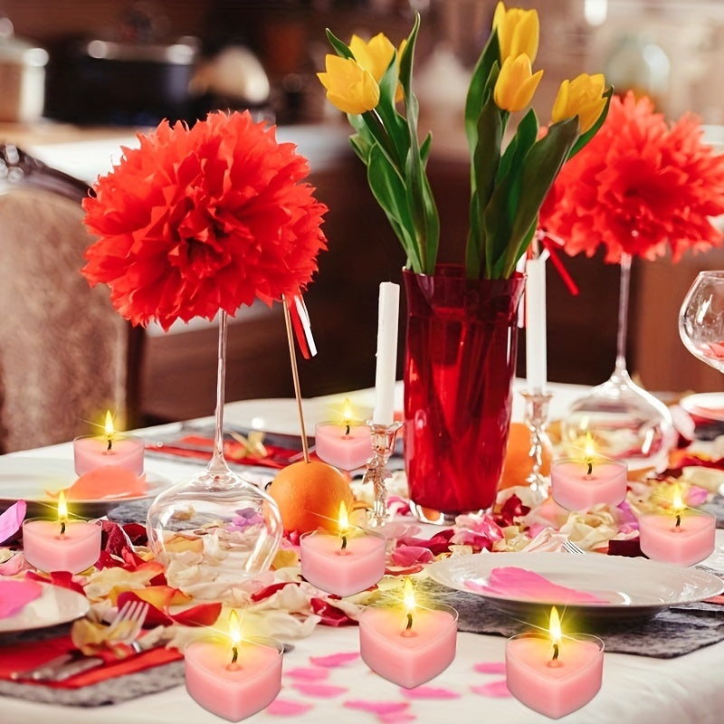 10 Heart-Shaped Unscented Tea Candles, Each Can Burn for 3 Hours, Wedding Supplies, Indoor Decoration, Creative Heart-Shaped Candles, Birthday Confession, Proposal, Love Candles