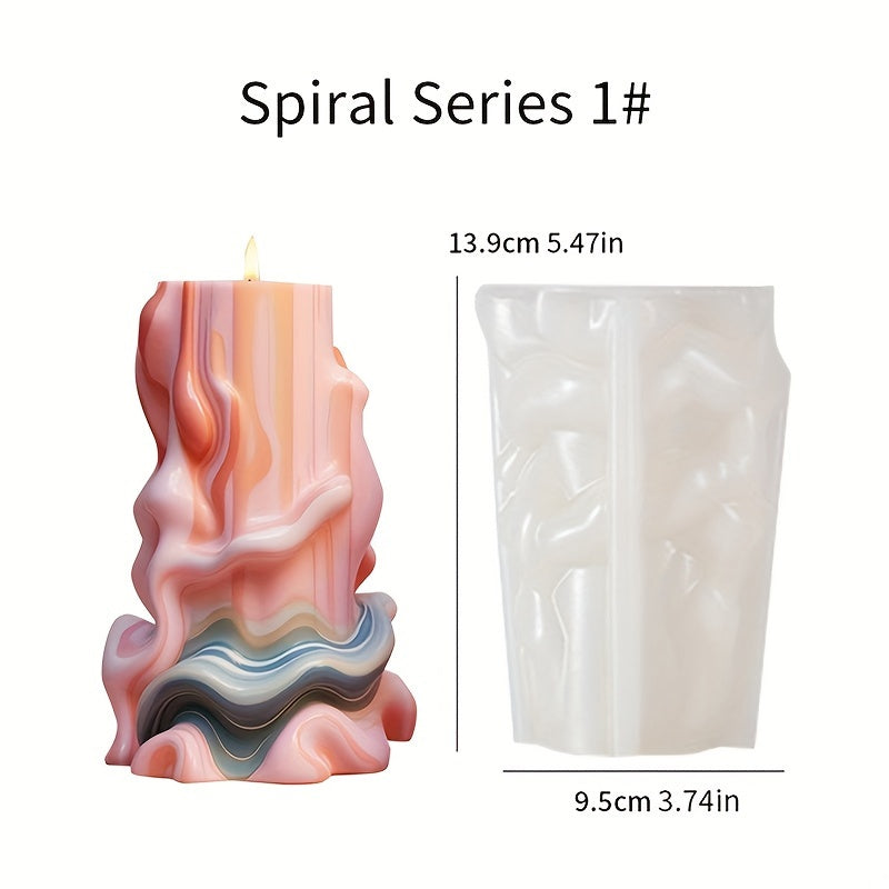 Silicone Spiral Wave Cylinder Mold for Aromatherapy Candles and Diffuser Stones, DIY Craft Fantasy Theme Tool