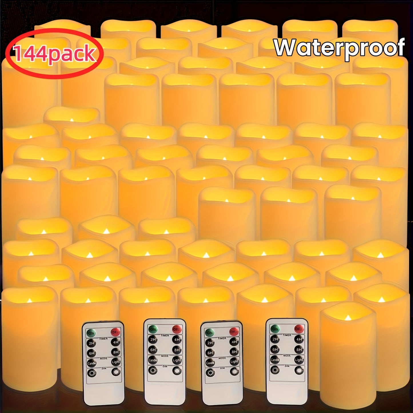 72 Indoor Outdoor Flameless Candle Lights, LED Candles with 4 Remotes And Timers (height 4 "5" 6 "X 2). 2 Inch) for Halloween Wedding Holiday Lights, Home Decorations, Gift-giving, Christmas IP44, Room Decor, Easter, Bedroom