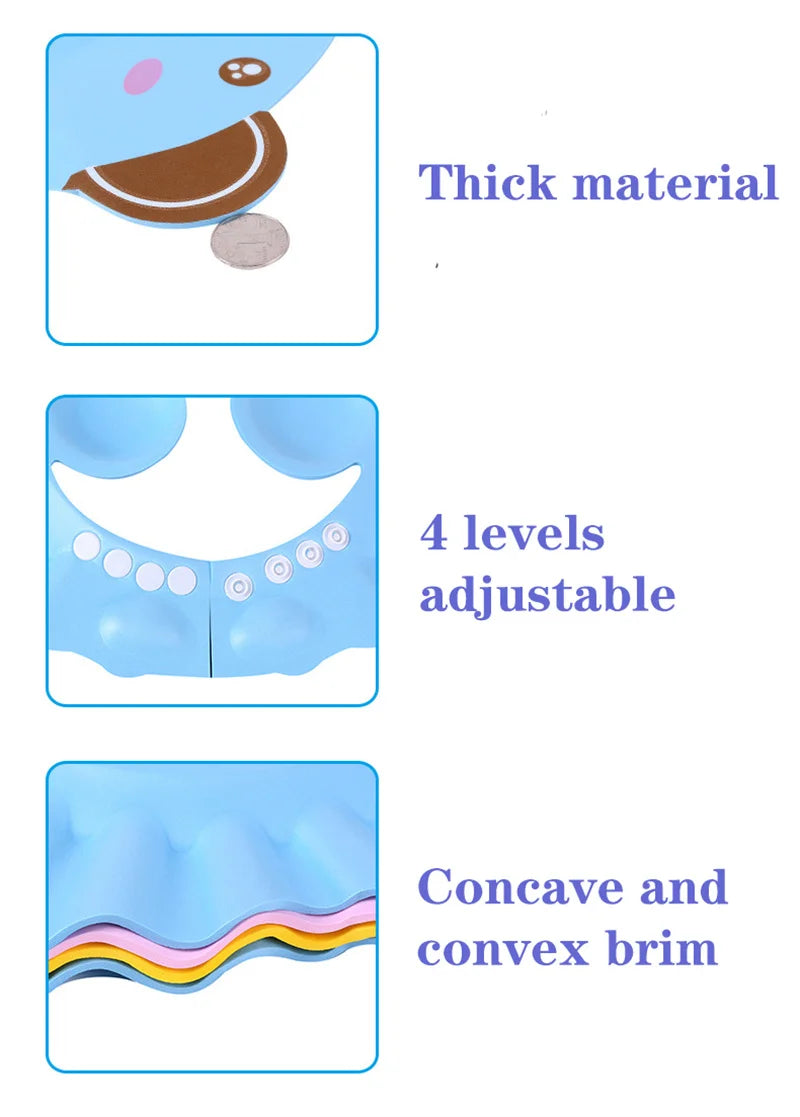 Baby Shower Soft Cap Adjustable Hair Wash Hat for Kids Ear Protection
