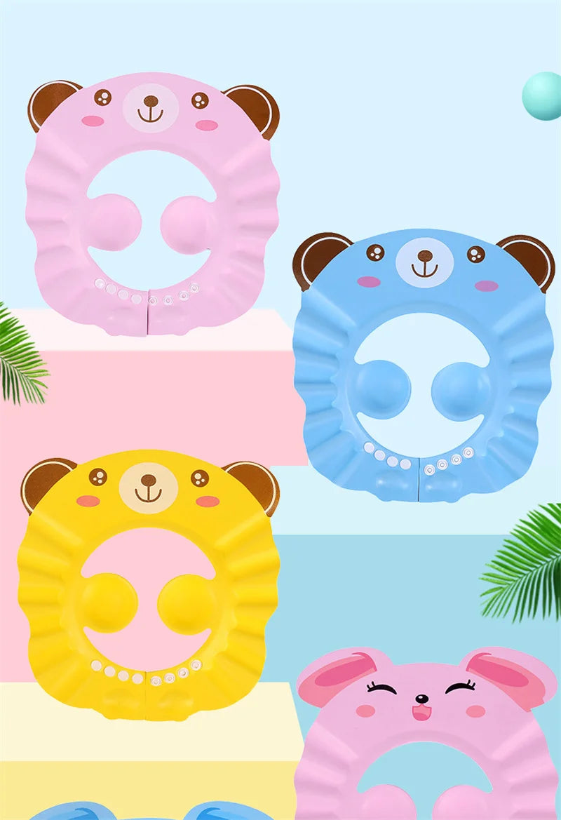 Baby Shower Soft Cap Adjustable Hair Wash Hat for Kids Ear Protection