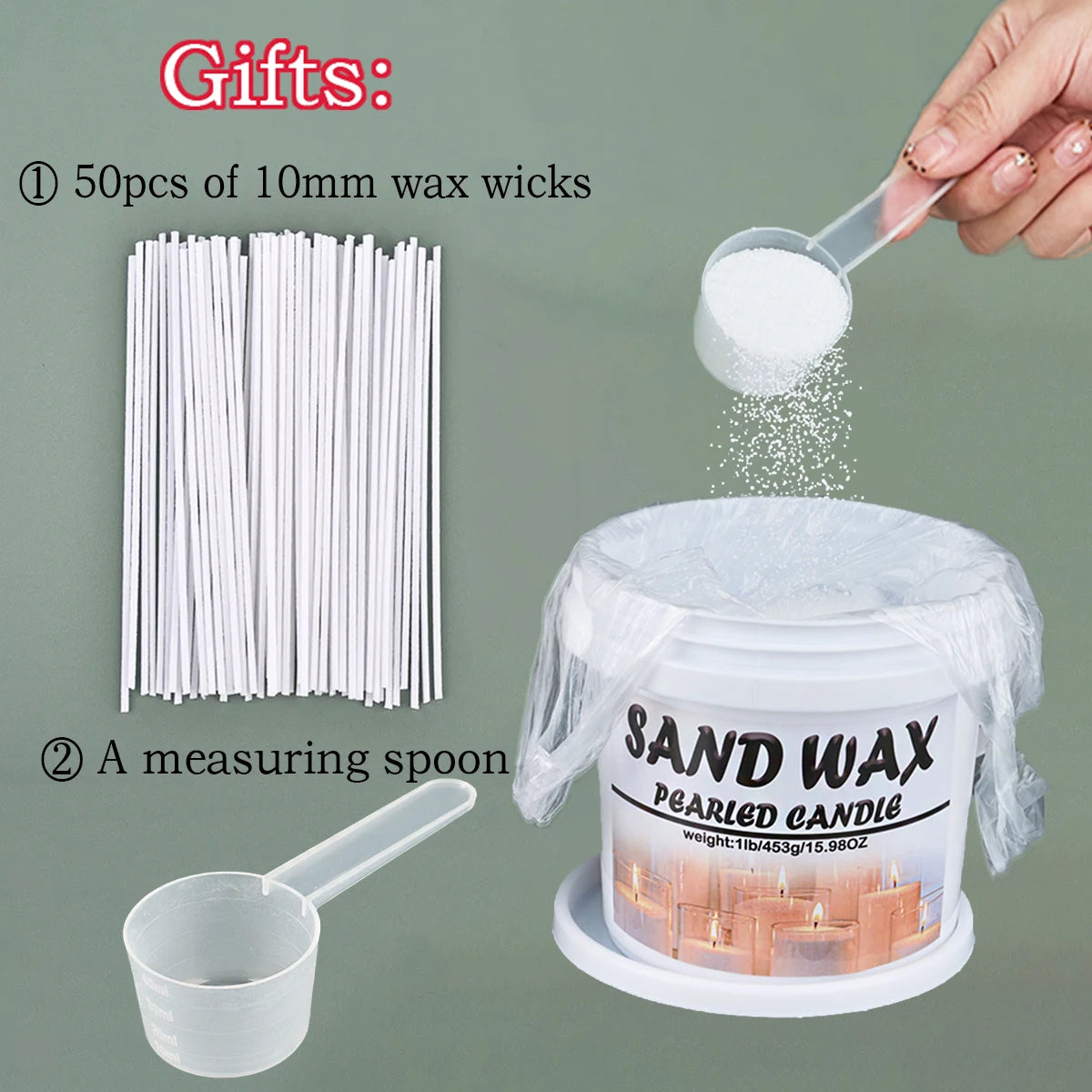 1LB Sand Wax Pearl Candle DIY Handmade Scented Candle Tools Ice Flower Wax Snowflake Wax  Sand Painting Accessories Wholesale