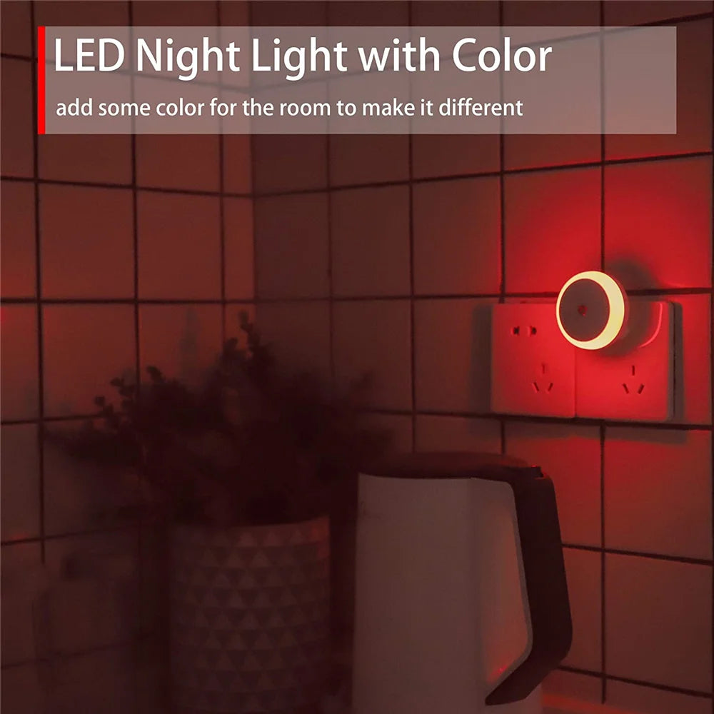 LED Night Light Smart Night Sensor Round Plug in Wall Night