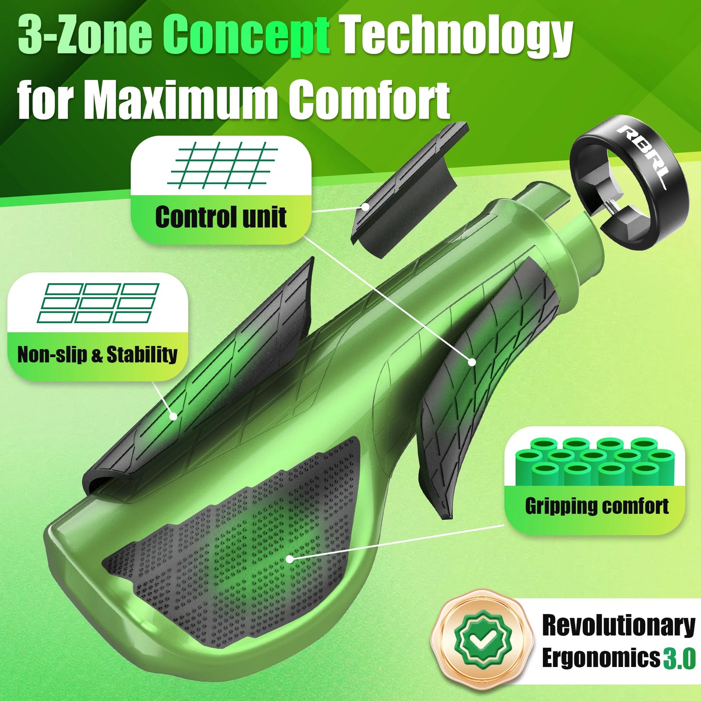 RBRL MTB Bike Grips Anti-slip Bicycle Handle Grip Comfortable Shock-Absorbing Ergonomic Soft Rubber Handlebar Grip for E Scooter