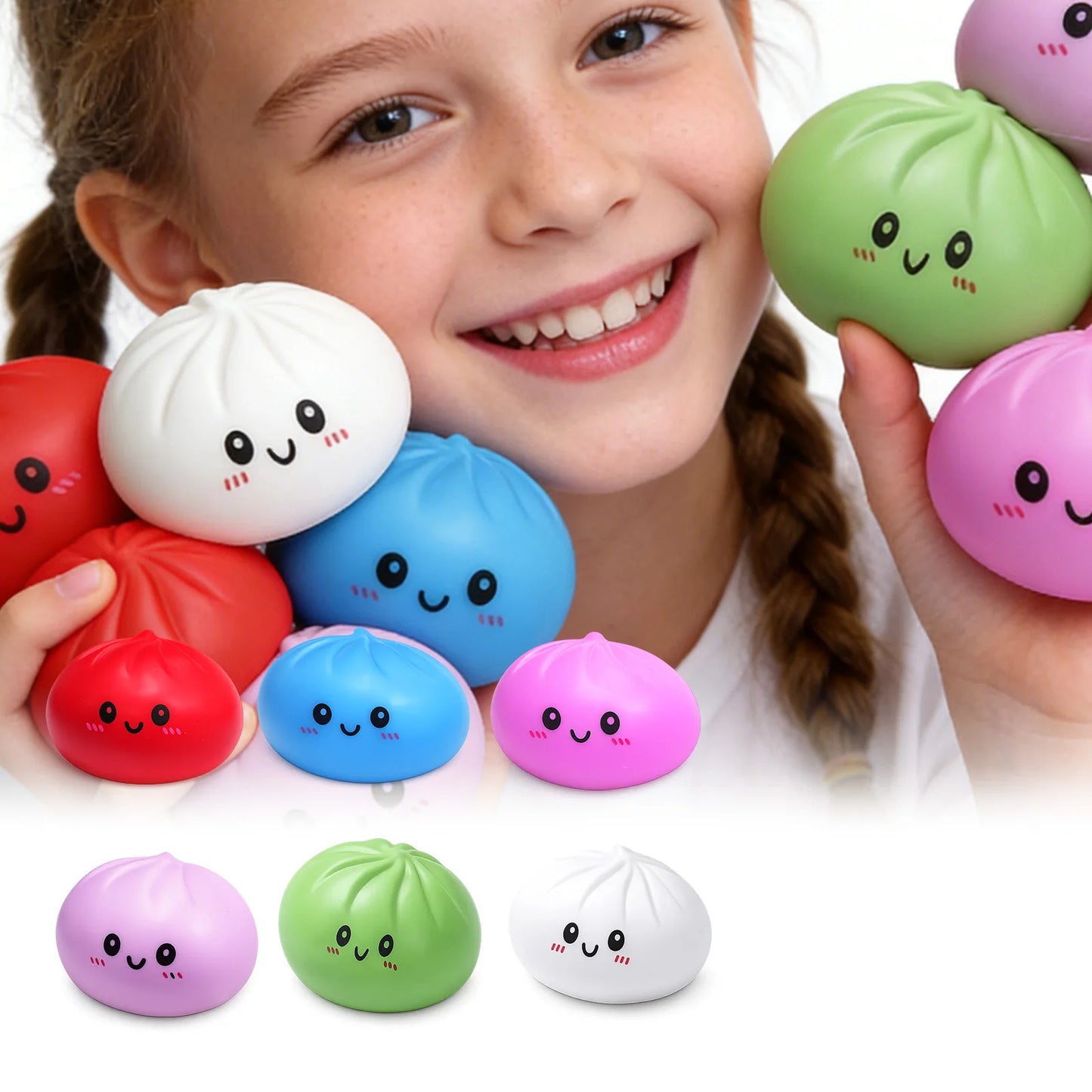 Squishy Dumpling Stress Relief Toy Anti-Anxiety Reduce Pressure Reusable Colorful Realistic Toys Cute Dumpling Soft Fidget Toy
