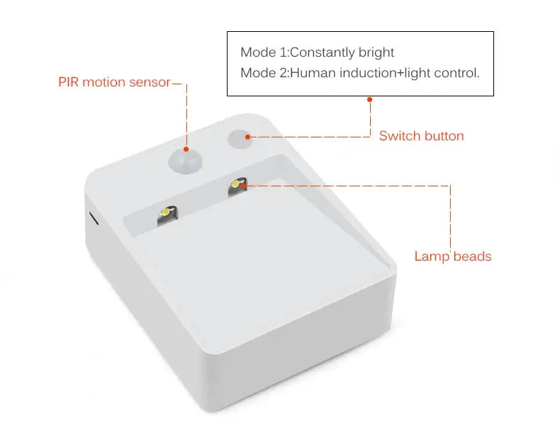 AA Battery Powered Wall Lamp, PIR Motion Sensor, Auto On, Off, Cabinet, Stairs Lighting