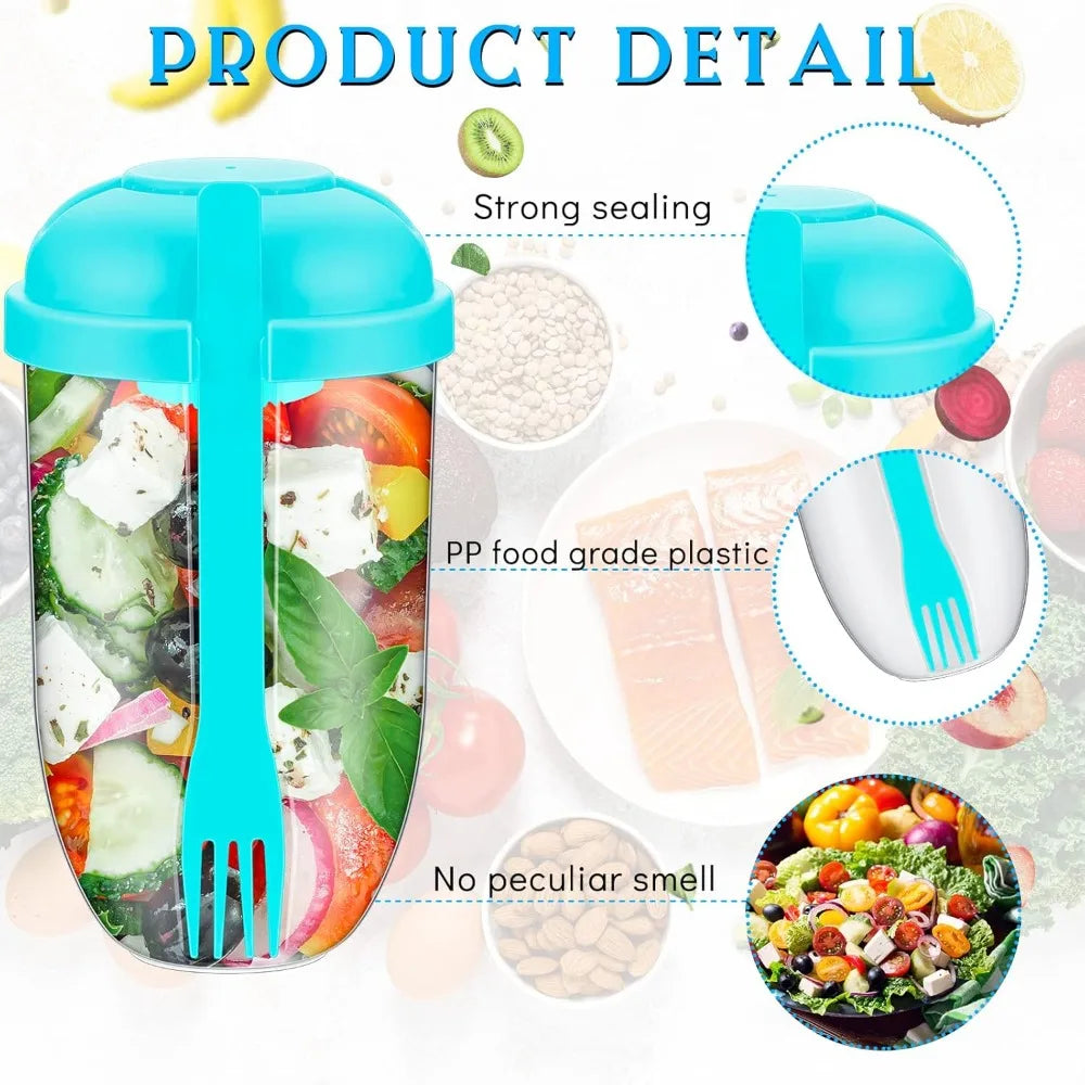 Salad Cup with Lids and Fork Salad Shaker Container for Lunch Keep Fit Food Dressing Cup for Breakfast Meal Vegetable Fruits Cup