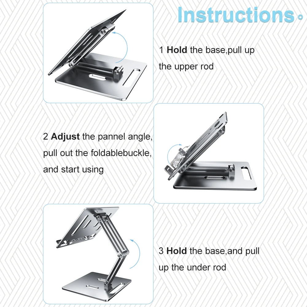 Aluminum Laptop Stand Height  Angle Adjustable Reading Stand with Foldable Base Notebook Desktop iPad Stand Tablet Stand Holder