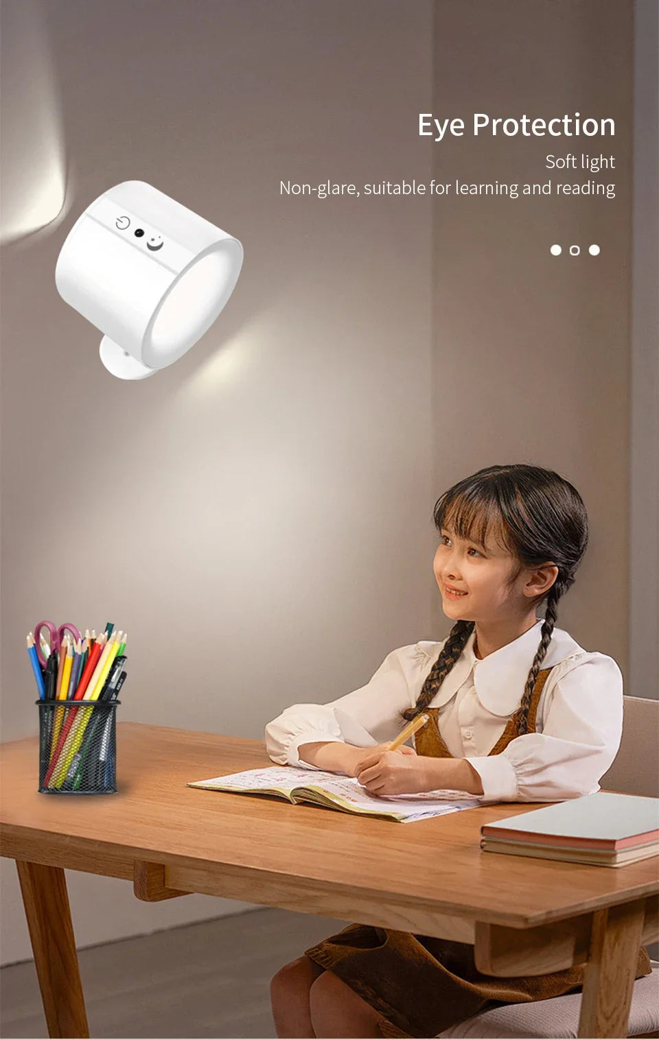 LED Wall Sconces Light Touch Control  Wall Lamp 360 Rotatable