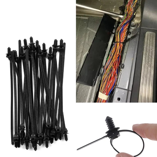 10pcs Wire Harness Fastener Clamp Clips Cable Ties Management Organizers For Car Corrugated Pipe Car-styling