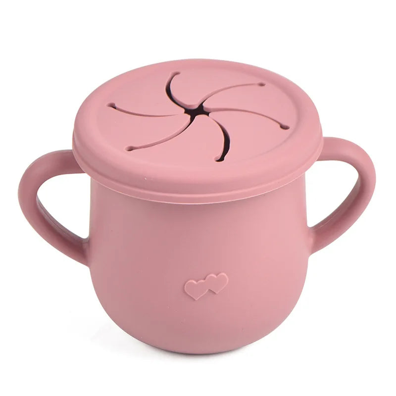 Kids Cup Silicone Food Storage Box Solid Color Baby Sippy Cup Portable Children Snacks Container with Lid Scale BPA Free 200ml