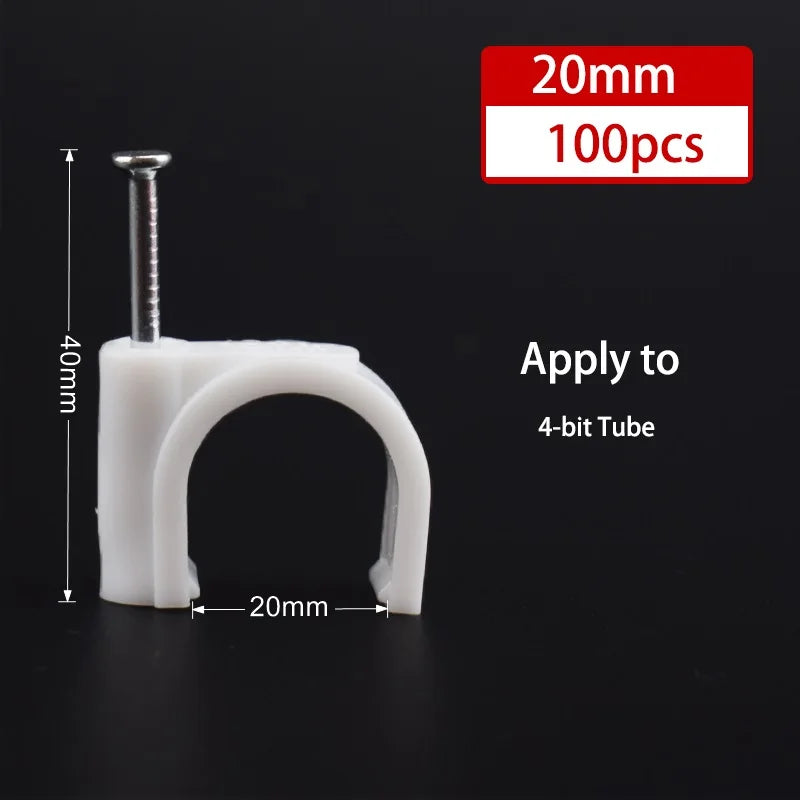100pcs Cable Clips 4/6/8/10/12/14/16/20mm Cable Wire Clips Nail In Cable Clips Cable Tacks Coaxial Nail Clamps Nails For Cords