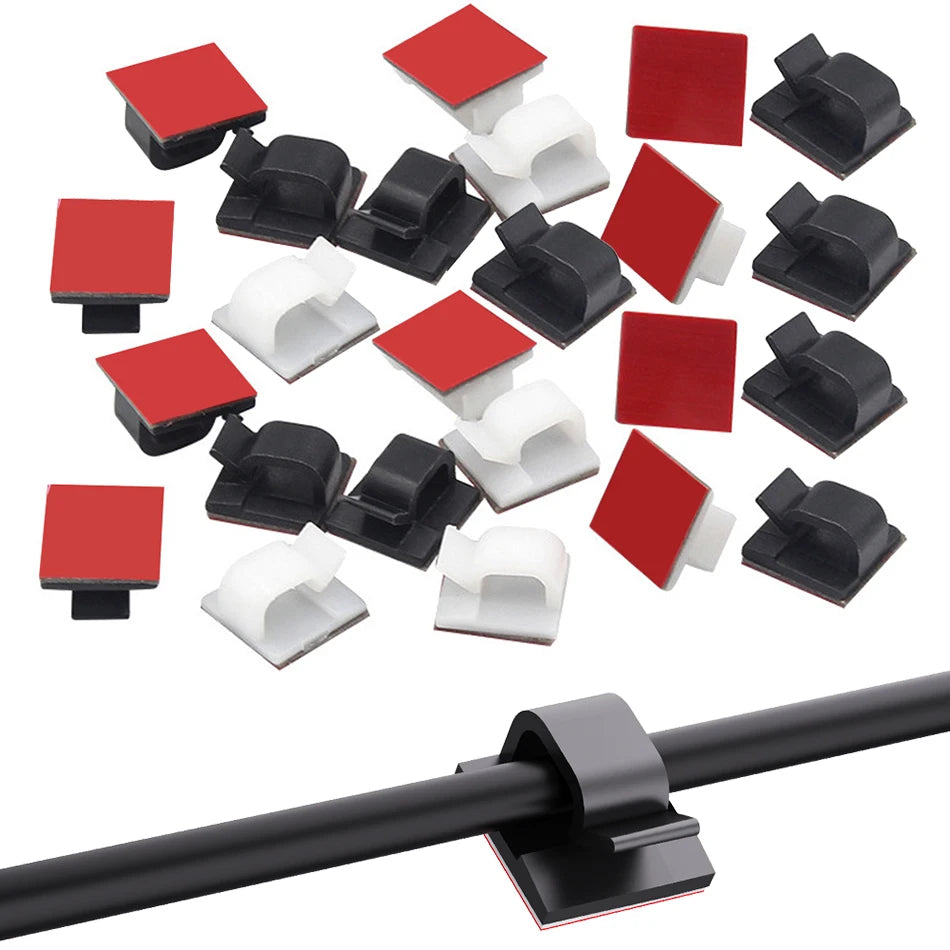 50pcs Self Adhesive Outdoor Cable Clips Light Clip Decoration Cord Management  Clamps Cable For Fairy Light Car, Office And Home