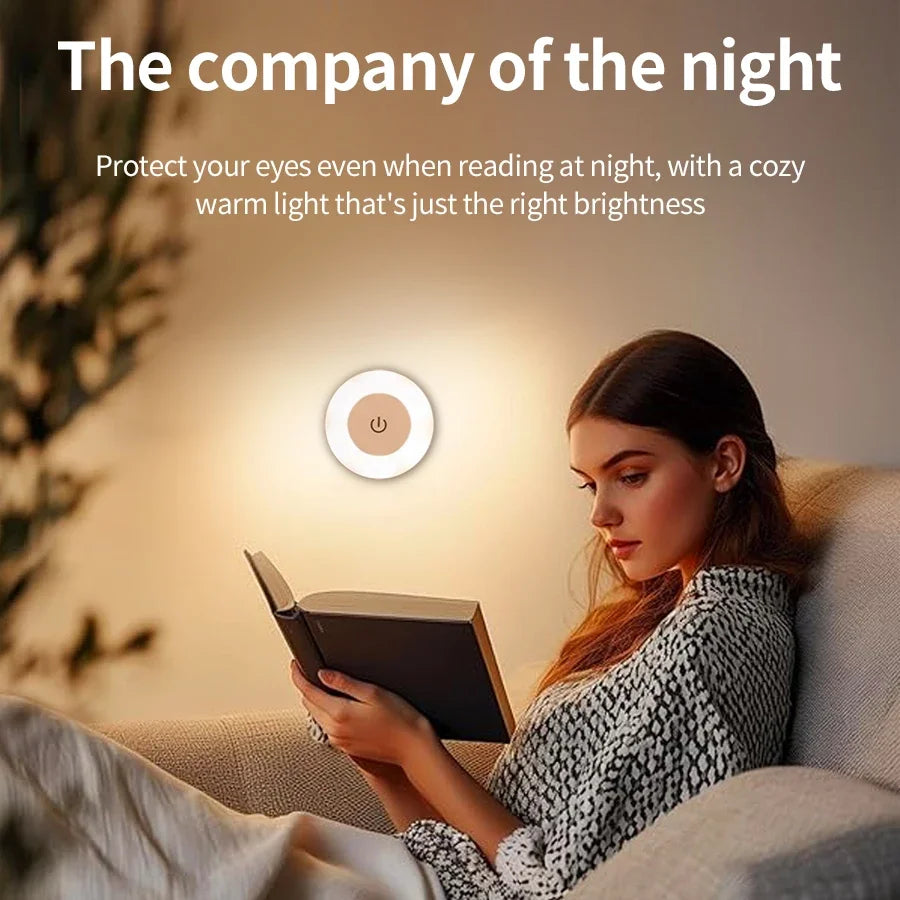 LED Night Light USB Rechargeable Night Lamp 3 Color Dimmable Wall Lamp Wireless Bedroom Kitchen Cabinet Wardrobe Staircase Lamp