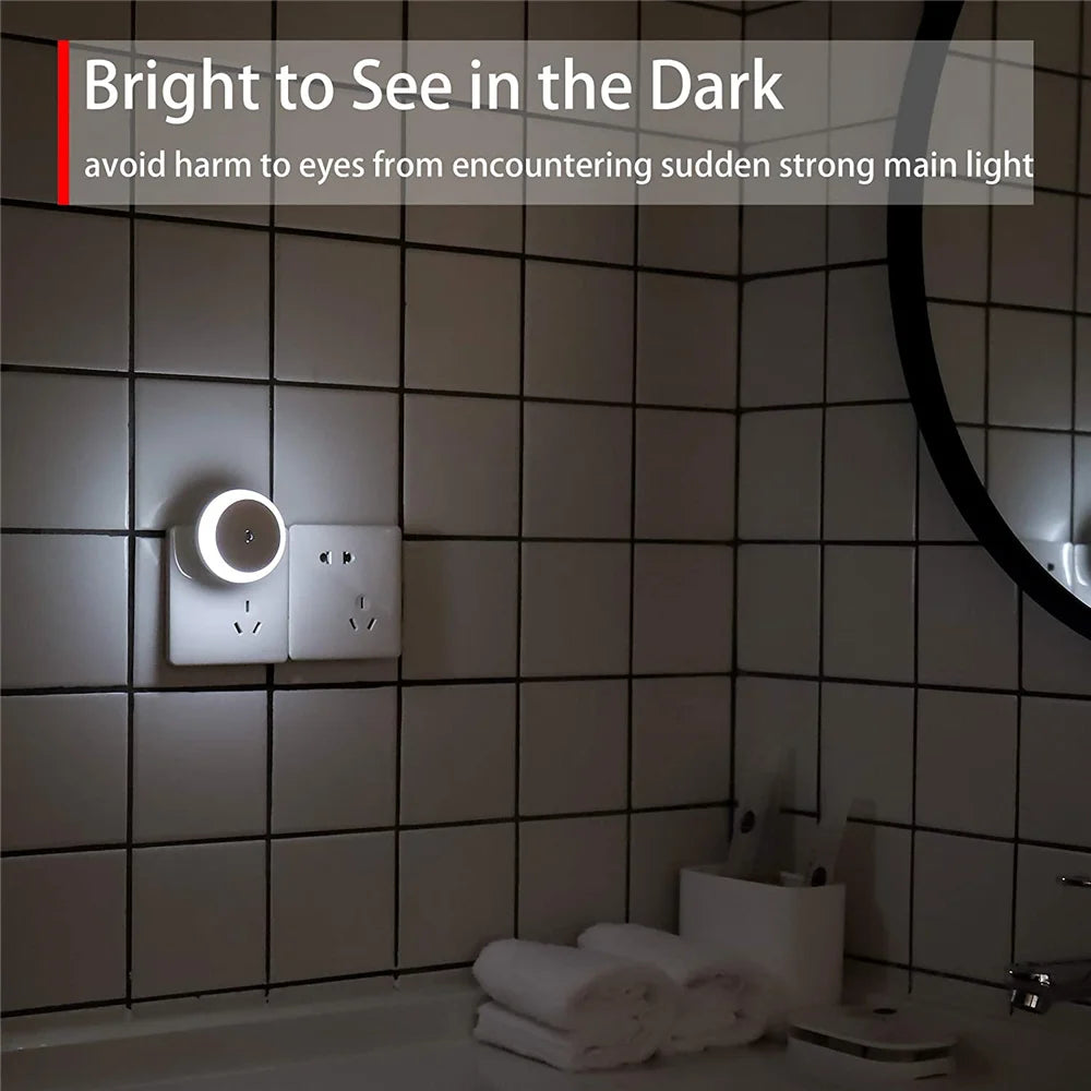 LED Night Light Smart Night Sensor Round Plug in Wall Night