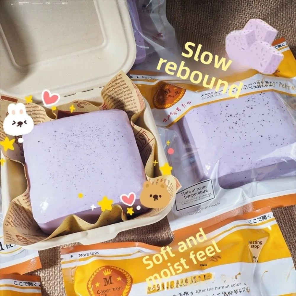New Soft Slow Rising Squishy Stress Relief Calming Squishes Fidget Toys Sticky Toast Squishy Squishy Squeeze Toy Sensory Play