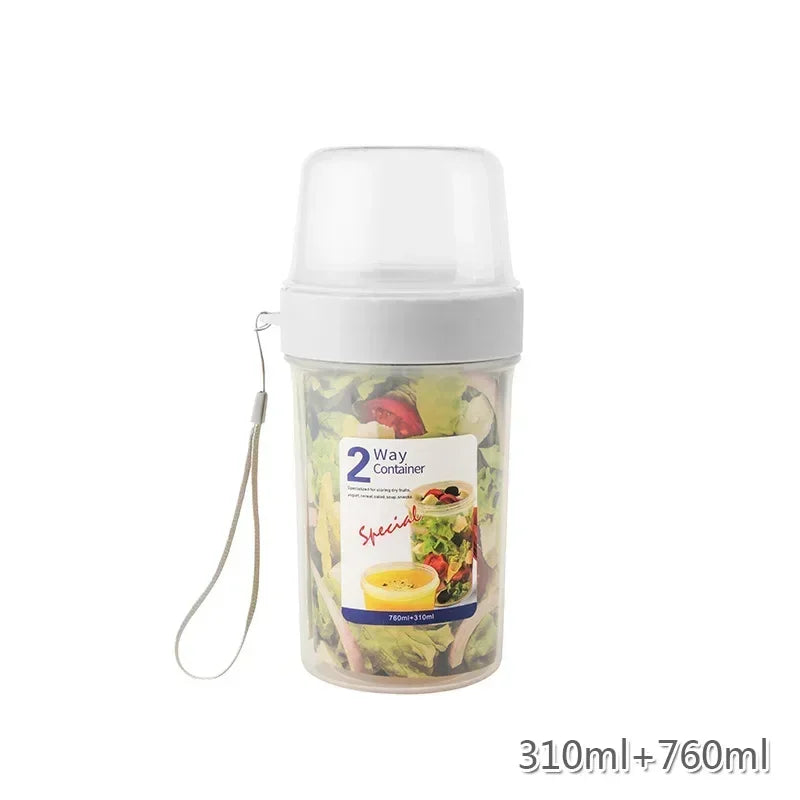 Carry Breakfast Cup Salad Cups Portable Yogurt Cereal Oatmeal Snacks Parfait Containers Salad Dressing Holders with Lid Forks