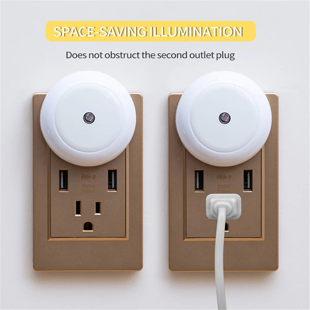LED Night Light Smart Night Sensor Round Plug in Wall Night