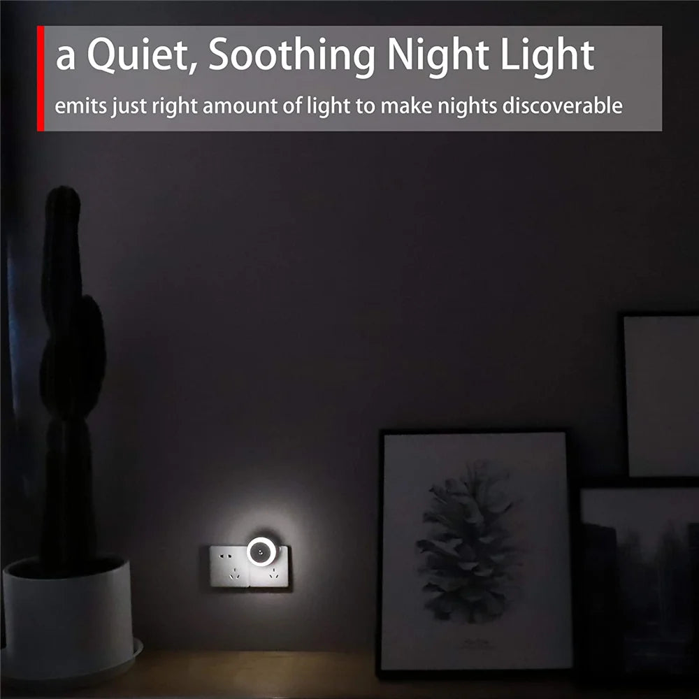LED Night Light Smart Night Sensor Round Plug in Wall Night