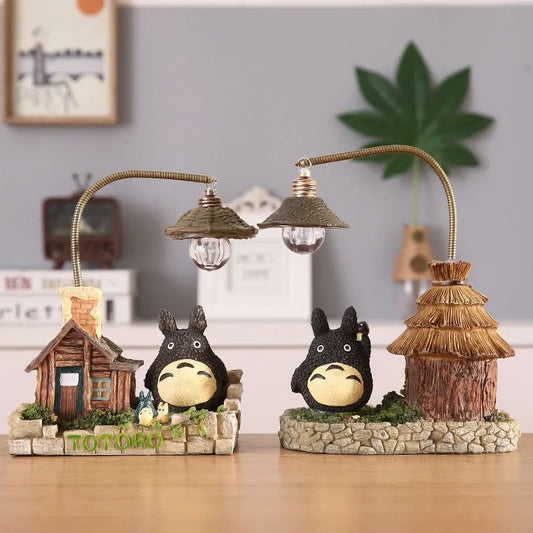 Cartoon Anime Wooden House Grass House Small Night Light Room Desk Office Decoration Small Night Light Ornament Birthday Gift