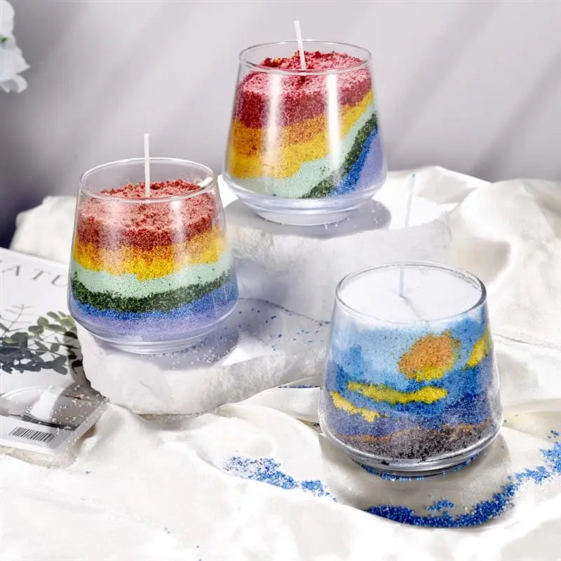 Combustible Sand Handmade Candle Wax DIY Material Kit Pigment Wax Wick Tool Sand Wax Set DIY Making Supplies For Home Decoration